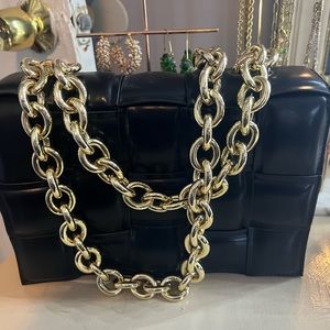 Chain Crossbody Bag Leather Woven